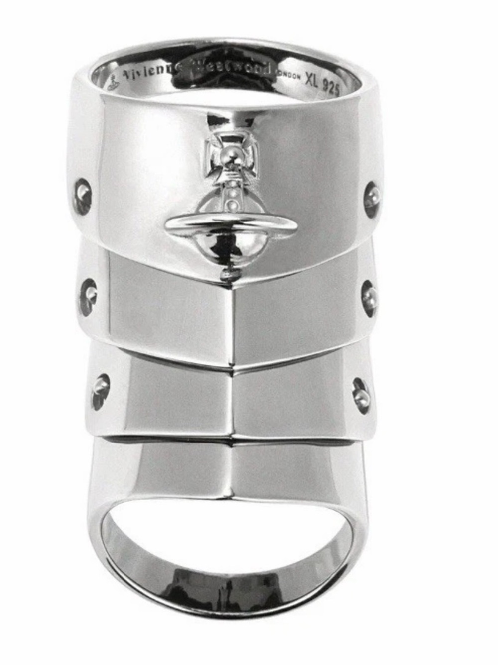 Vivienne Westwood Sterling Silver Armour Ring w/ Orb - Excellent Pre Owned Cond - Picture 1 of 11